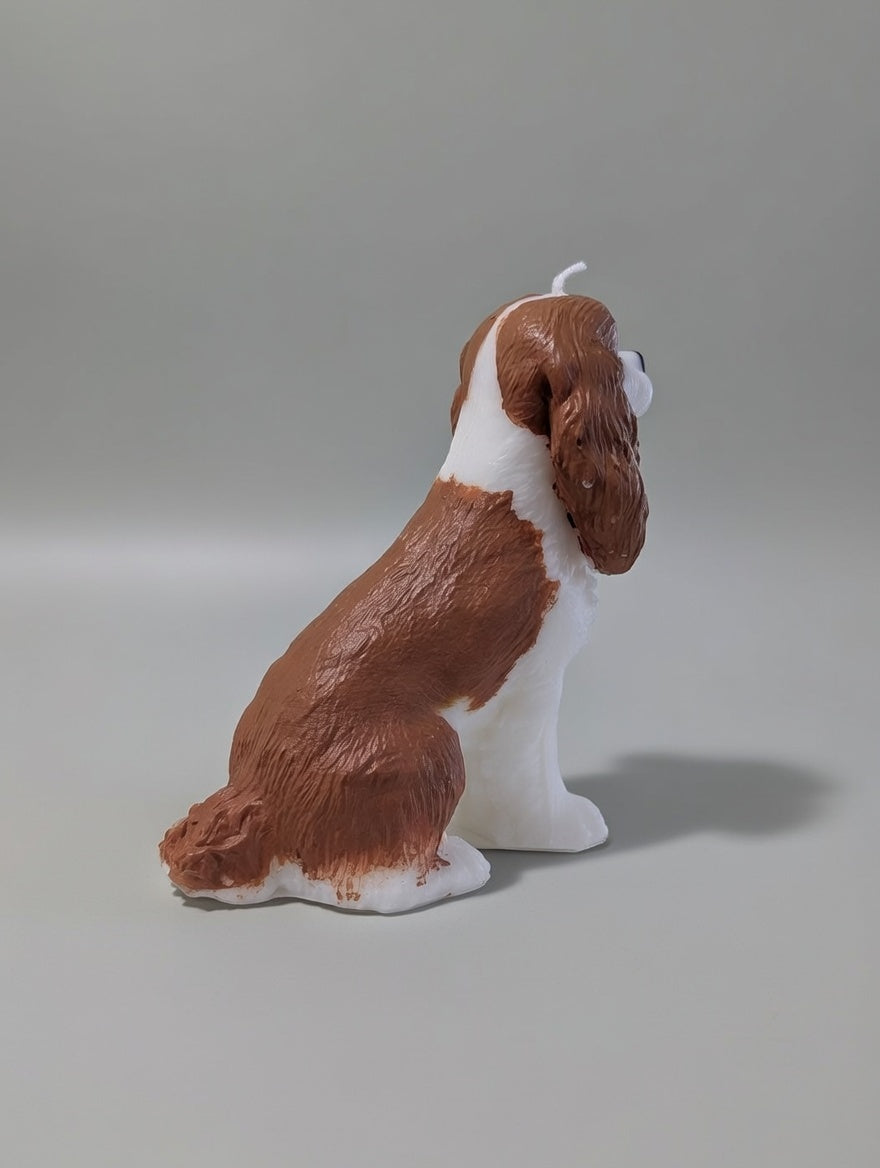 Back side profile image of a Cavalier King Charles candle