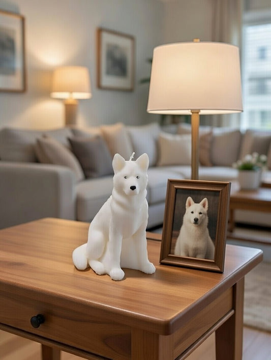 Husky Dog Candle – Handcrafted Sculptural