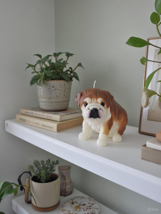 English Bulldog Puppy Candle